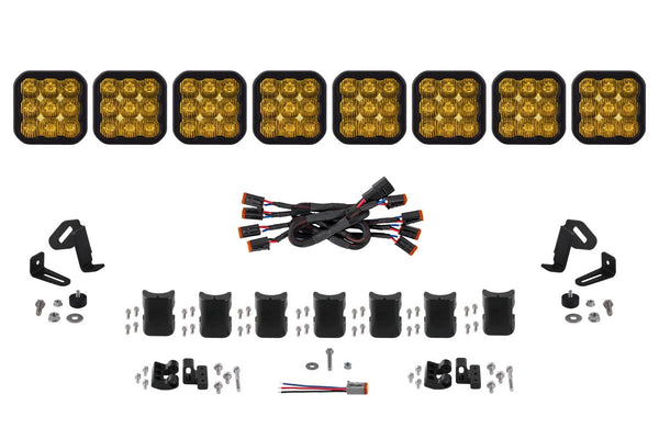 Diode Dynamics SS5 Pro Universal CrossLink 8-Pod Lightbar - Yellow Driving - DD7261 by Diode Dynamics - front view