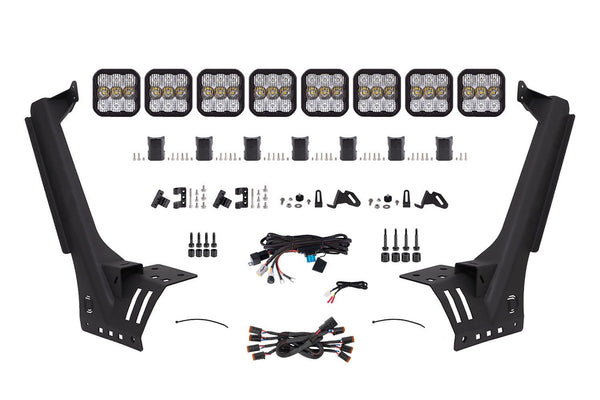 Diode Dynamics Jeep JL SS5 Pro CrossLink Windshield - White Combo Lightbar Kit - DD7262 for 2018-2026 Jeep Wrangler - front v