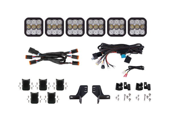 Diode Dynamics Bronco SS5 6-Pod CrossLink Grille Lightbar Kit Pro - White Combo - DD7270 for 2021-2025 Ford Bronco - front vi