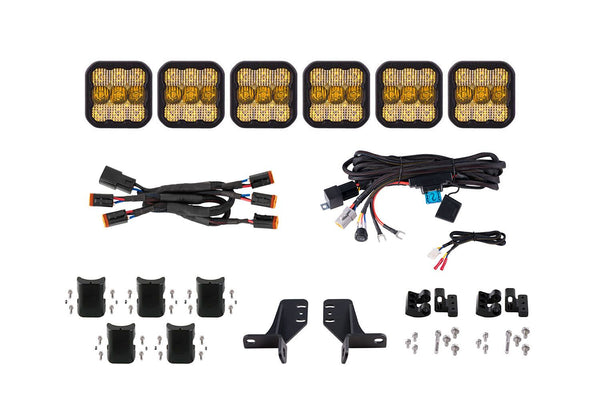 Diode Dynamics Bronco SS5 6-Pod CrossLink Grille Lightbar Kit Pro - Yellow Combo - DD7271 for 2021-2025 Ford Bronco - front v