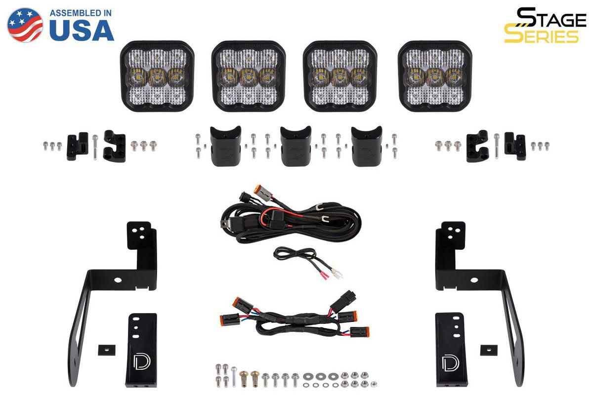 Diode Dynamics Jeep JK SS5 4-Pod CrossLink Grille Lightbar Kit Sport - White Combo - DD7229
