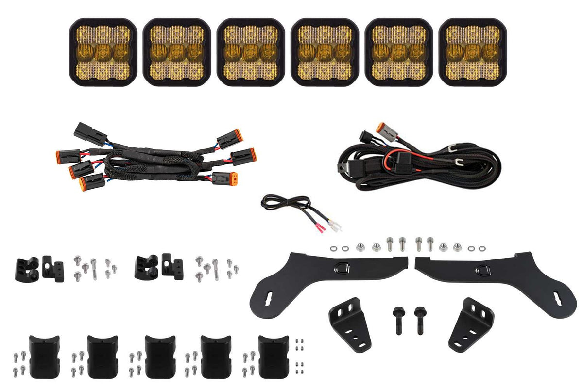 Diode Dynamics 17-20 Ford Raptor SS5 Grille CrossLink Lightbar Kit - Sport Yellow Combo - DD7336