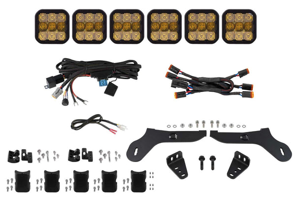Diode Dynamics 17-20 Ford Raptor SS5 Grille CrossLink Lightbar Kit - Yellow Pro Combo - DD7338 for 2017-2020 Ford F 150 - fro