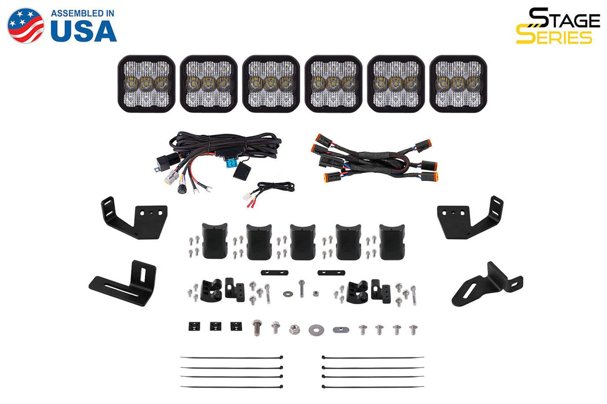 Diode Dynamics Prinsu/Sherpa Roof Racks- SS5 6-Pod CrossLink Mounting Kit Pro Yellow Combo - DD7821