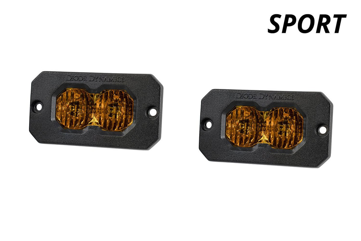 Diode Dynamics C2 2.0 Sport Yellow Flood Flush ABL (Pair) - DD8121P