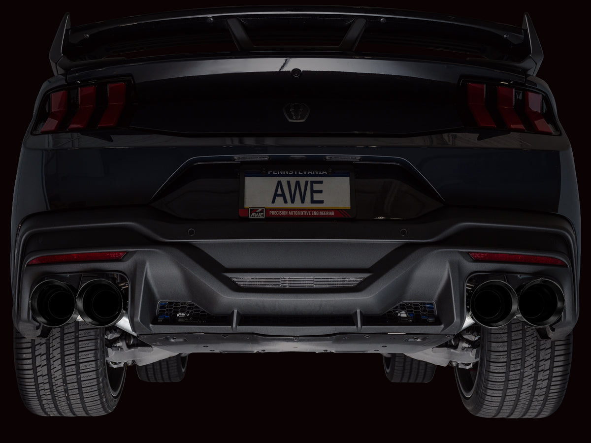 AWE 2024 Ford Mustang Dark Horse S650 RWD Track Edition Catback Exhaust w/ Quad Diamond Black Tips - 3020-43375