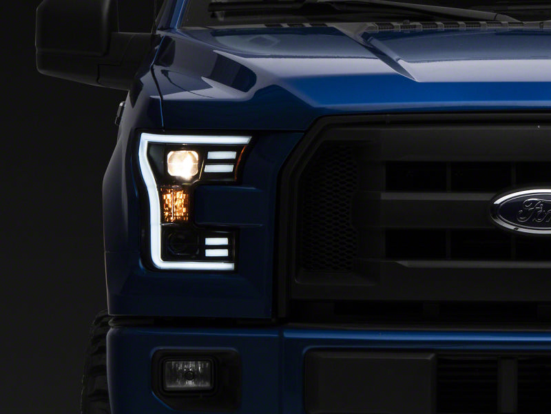 Raxiom 15-17 Ford F-150 G3 Projector Headlights w/ LED Accent- Blk Housing (Clear Lens) - T542837