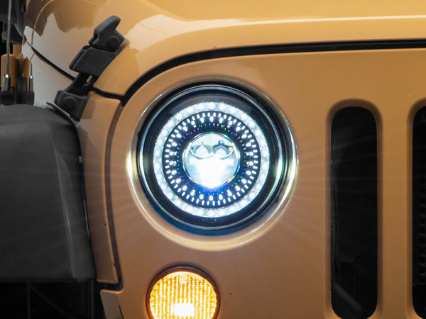 Raxiom 07-18 Jeep Wrangler JK Axial Series 7-In Dragon Eye LED Headlights- Blk Housing (Clear Lens) - J167194 for 2007-2018 J