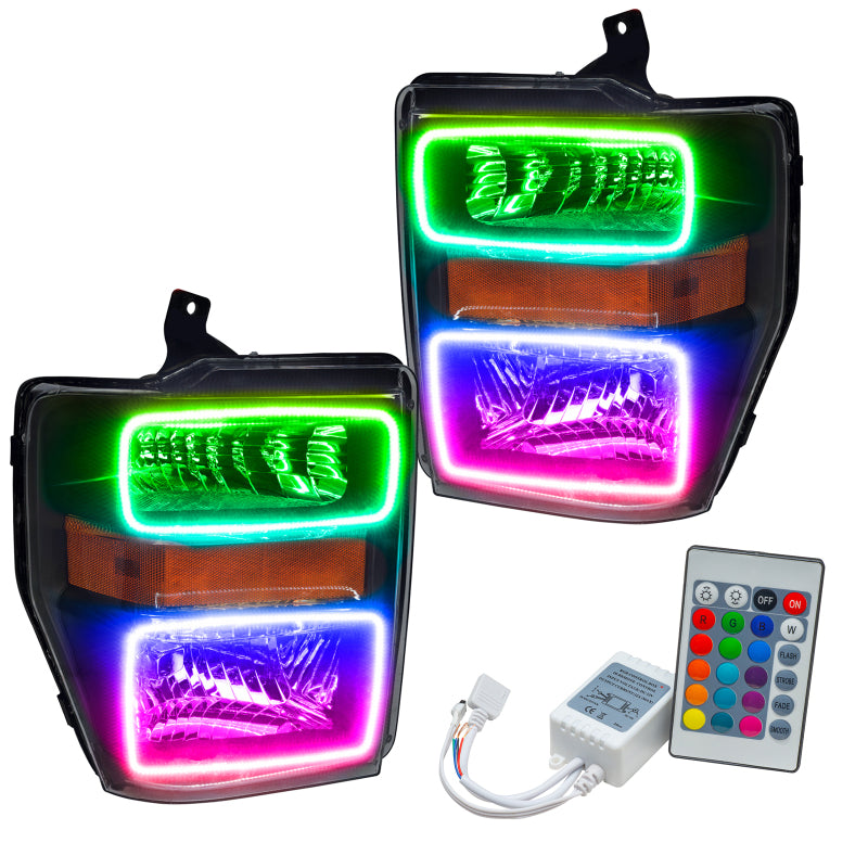 Oracle 08-10 Ford F250/350 LED HL - Black - ColorSHIFT w/ Simple Controller SEE WARRANTY - 7190-504