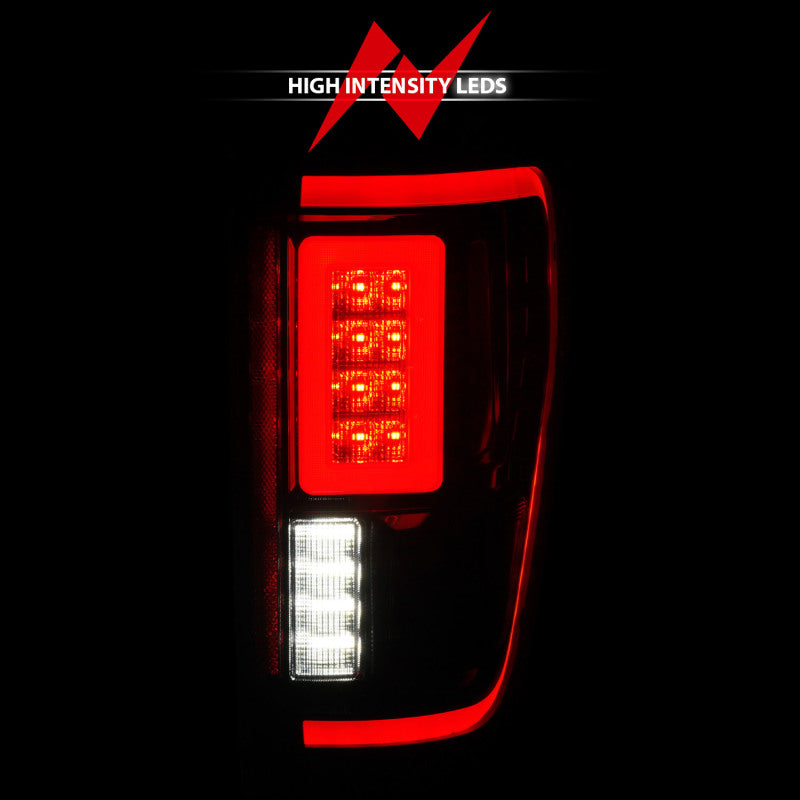 ANZO 21-23 Ford F-150 LED Taillights Seq. Signal w/BLIS Cover - Black Housing - 311473