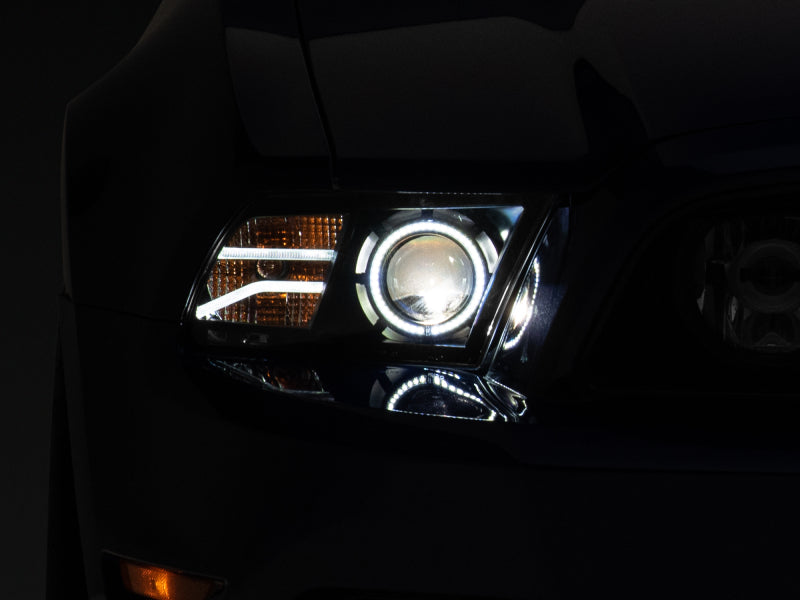 Raxiom 13-14 Ford Mustang LED Halo Projector Headlights- Black Housing (Clear Lens) - 408997