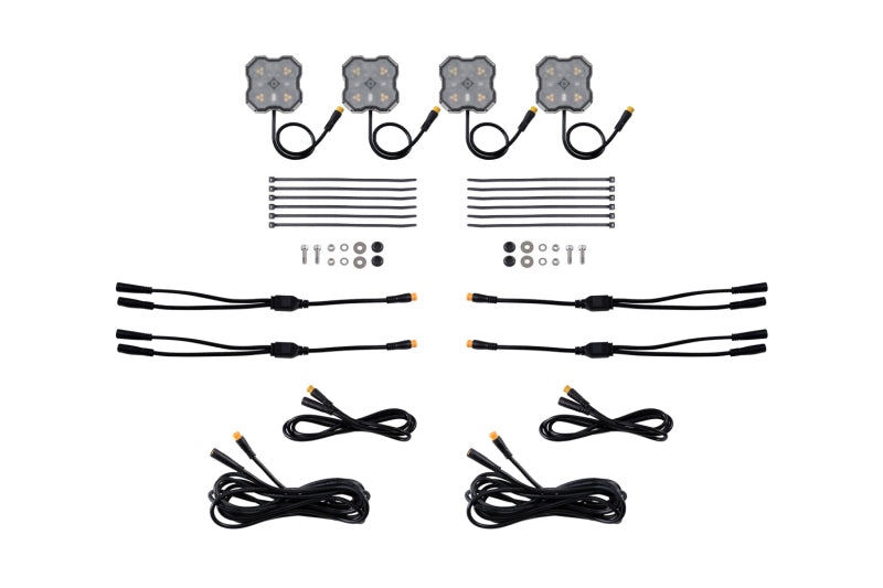 Diode Dynamics Rock Light - Amber/White - M8 Add-On 4-Pack - DD8761