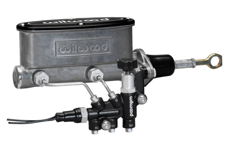 Wilwood HV Tandem M/C Kit w L/H Bracket &amp; Prop Valve - 7/8in Bore-W/Pushrod - Early Mustang - 261-13272