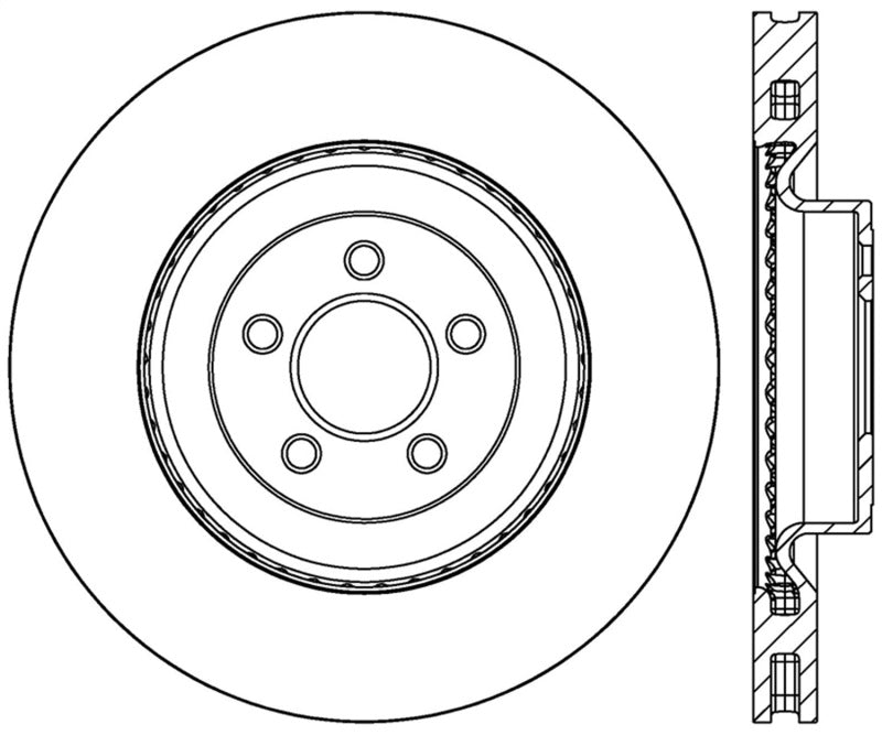 StopTech Slotted &amp; Drilled Sport Brake Rotor - 2015 Ford Mustang GT - Front Right - 127.61116R