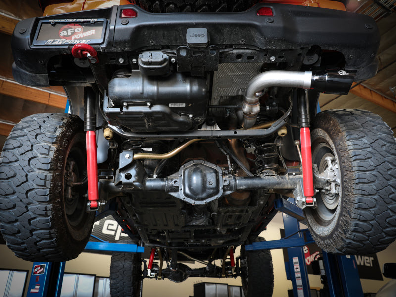 aFe 20-21 Jeep Wrangler Large Bore-HD 3in 304 Stainless Steel DPF-Back Exhaust System - Black Tip - 49-38092-B