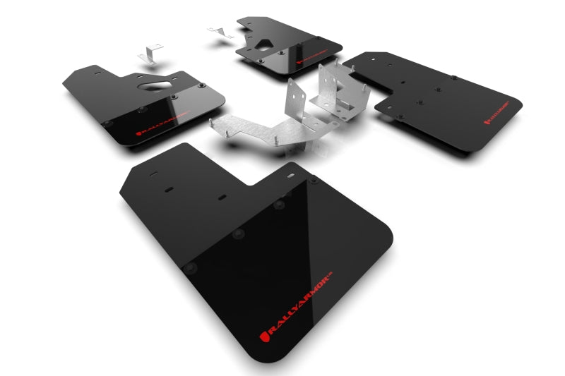 Rally Armor 21-24 Ford Bronco (Plstc Bmpr + RR - NO Rptr/Sprt) Blk Mud Flap w/Red Logo - MF85-RR-PL-RD