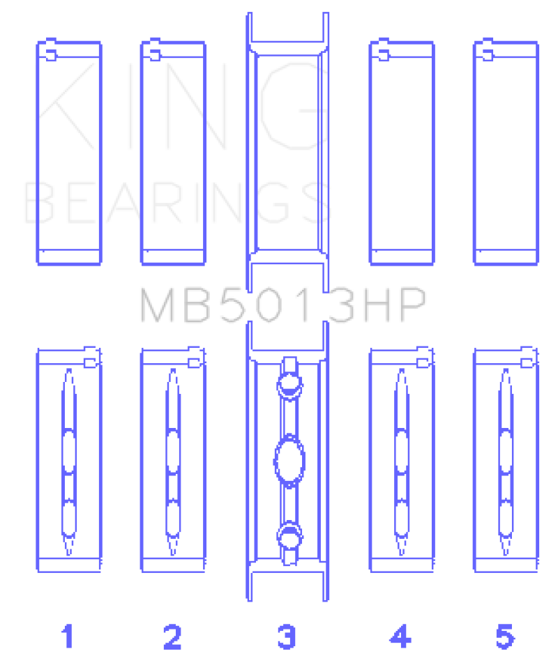 King Chevy LS1 / LS6 / LS3 (Size STD) Bi-Metal Performance Main Bearing Set - MB5013HP