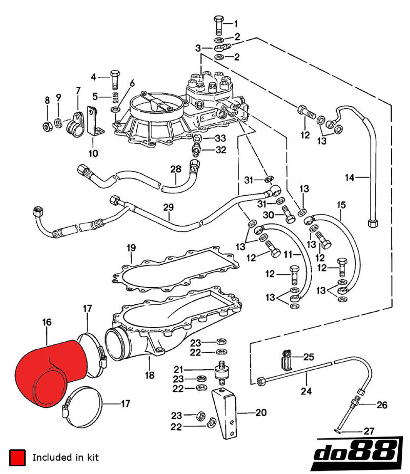 do88 - Porsche 930 Turbo Inlet hoses for turbo - DO88-KIT145S
