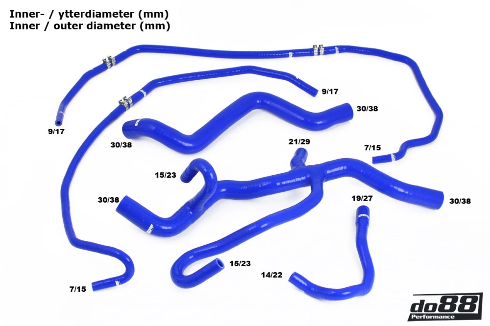 do88 - Volvo C30/C70/S40/V50 Turbo Automatic 04-13 Coolant hoses Blue - DO88-KIT172B