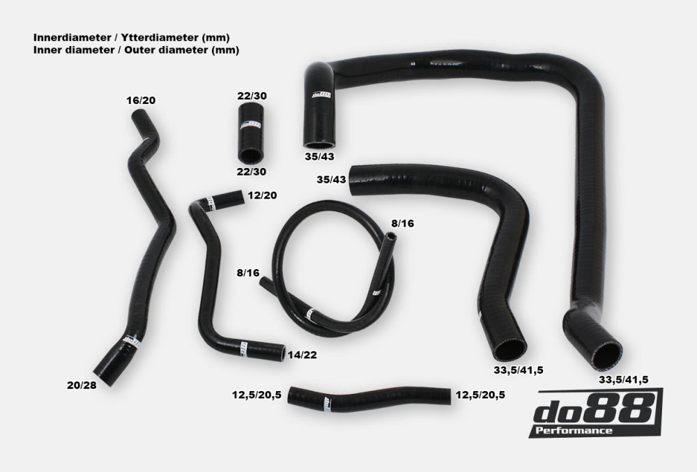 do88 - Volvo 740 760 780 940 960 D24 Coolant hoses Black - CLAMP-KIT206