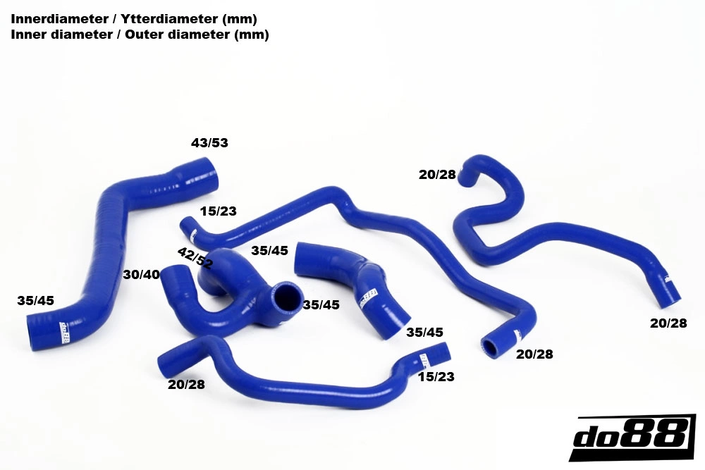 do88 - Opel Calibra Vectra A Turbo C20LET Coolant hoses Blue - DO88-KIT92S