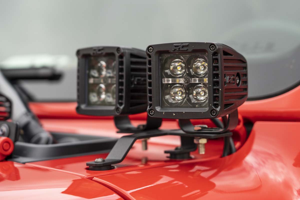 Rough Country - LED Light Kit - Quad - Cowl Mount - 2" Black - White DRL - Jeep Gladiator JT/Wrangler JL (18-25) - 70824 for 