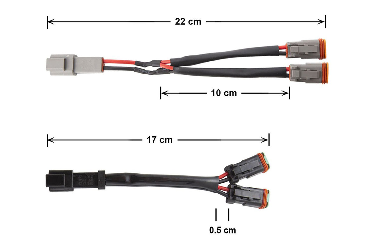 Clearance - Diode Dynamics Splitter Wire 14AWG One Female DT Connector Two Male - DD4080