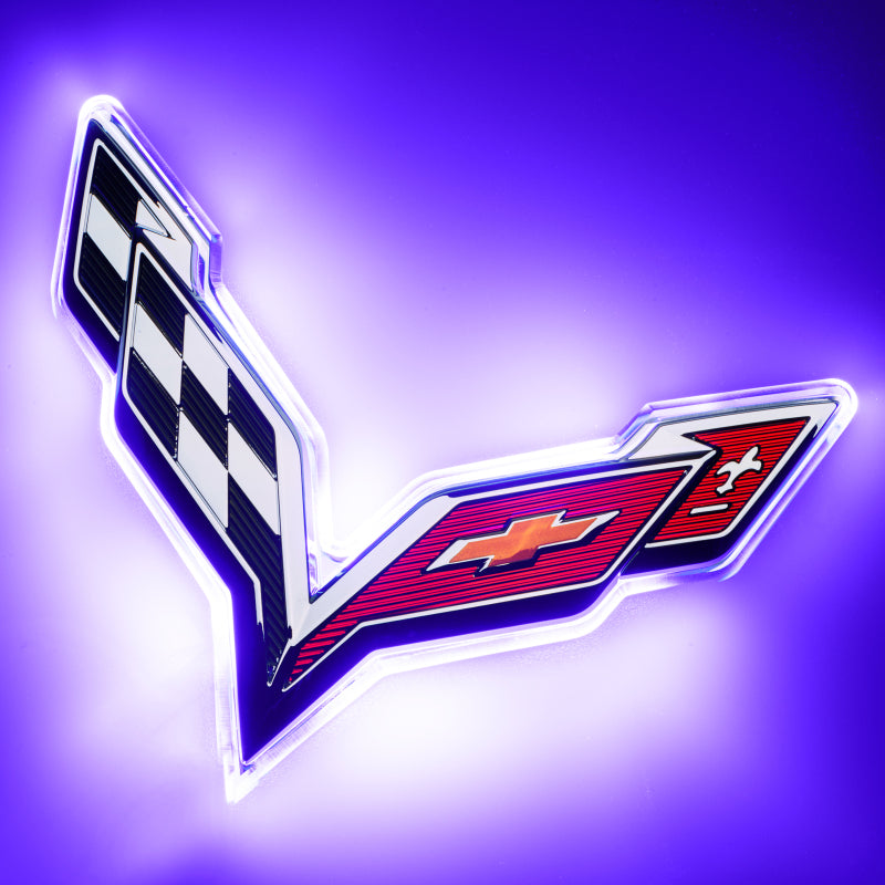 Oracle Corvette C7 Rear Illuminated Emblem - Dual Intensity - UV/Purple SEE WARRANTY - 3655-007