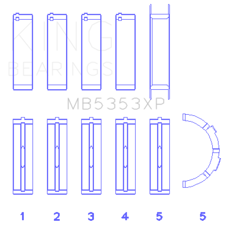 King Engine Bearings Ford 281 4.6L Sohc 16V (Size +0.50mm) Main Bearing Set - MB5353XP0.5