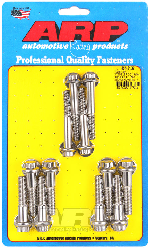 ARP Ford 351C w/Edelbrock RPM Air Gap 12pt Intake Manifold Bolt Kit - 454-2106