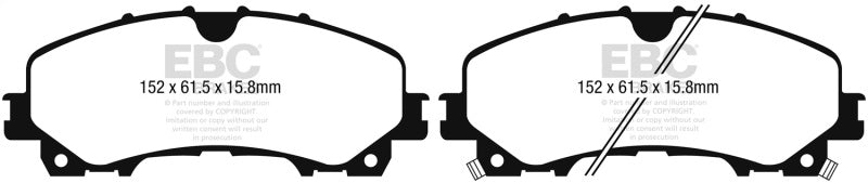 EBC 14+ Nissan Rogue 2.5 3 row seating Greenstuff Front Brake Pads - DP63036