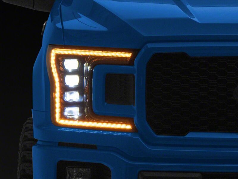 Raxiom 18-20 Ford F-150 CXR Series LED Headlights with Amber DRL- Black Housing- Clear Lens - T593911 - front view