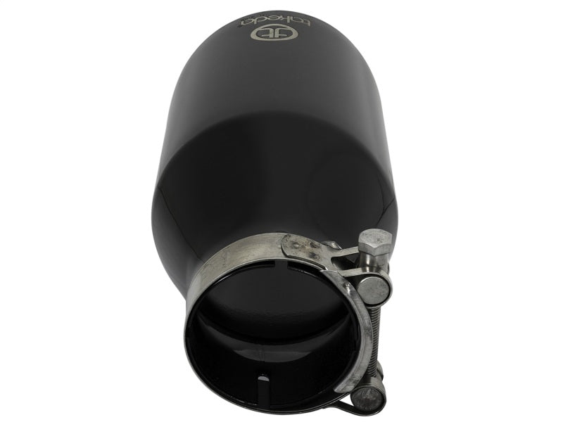 aFe Takeda 409 SS Clamp-On Exhaust Tip 2.5in. Inlet / 4.5in. Outlet / 9in. L - Black - 49T25454-B09