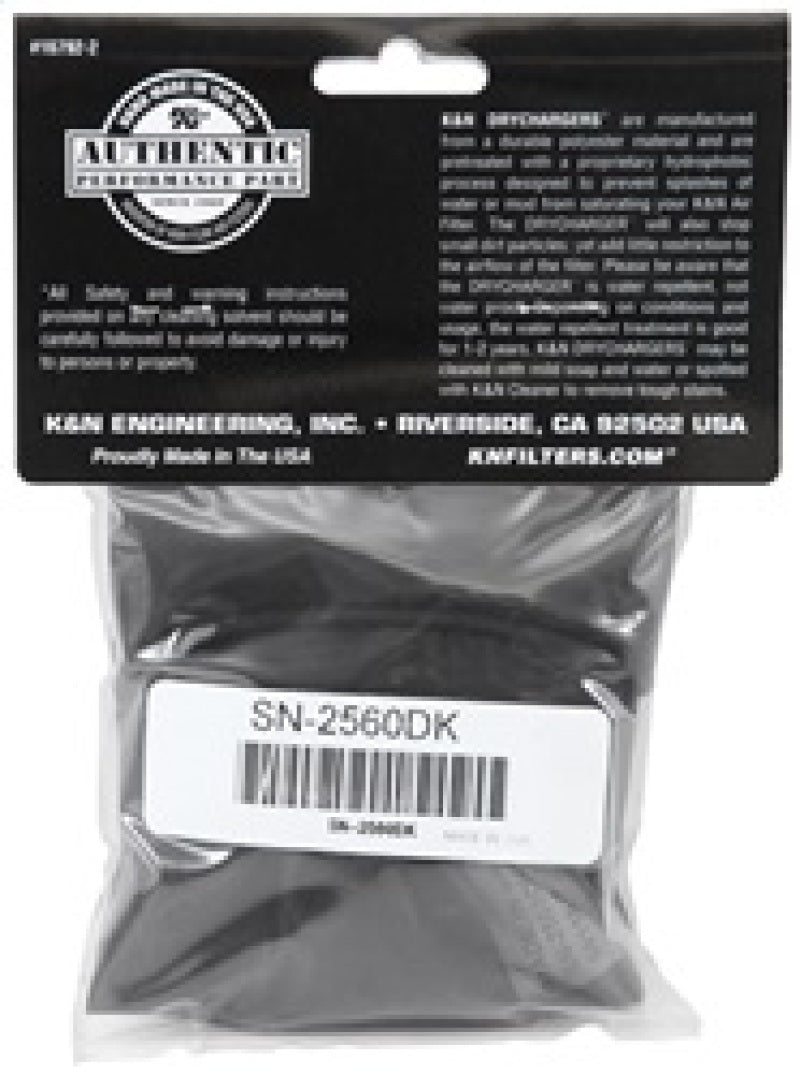 K&amp;N Filter Wrap Drycharger Oval Tapered Black - 3.25in Base I/S Width x 2.5in Top I/S Width x 7in H - SN-2560DK