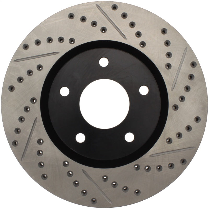 StopTech 1/02-05 Infiniti G35 (alloy disc) / 6/02-05 Nissan 350Z Slotted &amp; Drilled Right Front Rotor - 127.42074R