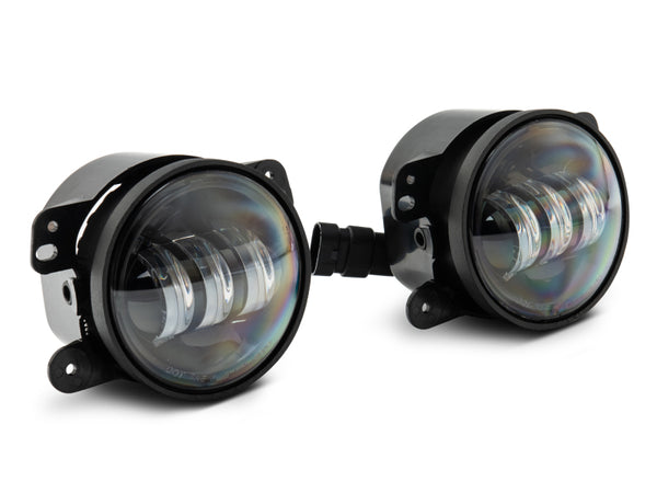 Raxiom 07-22 Jeep Wrangler JK/JL Axial Series Tri-Bar LED Fog Lights- White - J130811 for 2007-2026 Jeep Wrangler - front vie