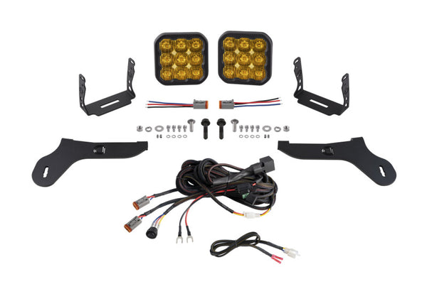 Diode Dynamics 17-20 Ford Raptor SS5 Bumper LED Pod Light Kit - Sport Yellow Driving - DD7347 for 2017-2020 Ford F 150 - fron