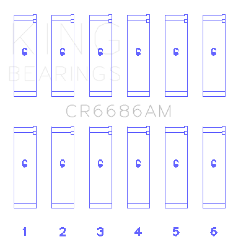 King Engine Bearings Toyota 1Mzfe (Size +0.25mm) Connecting Rod Bearing Set - CR6686AM0.25