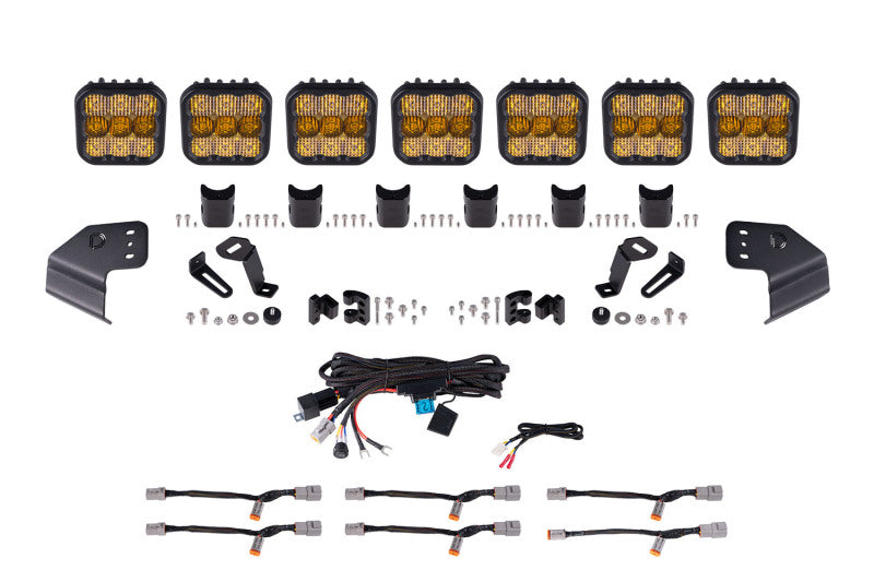 Diode Dynamics Bronco SS5 Pro CrossLink Windshield - Yellow Combo Lightbar Kit - DD7265