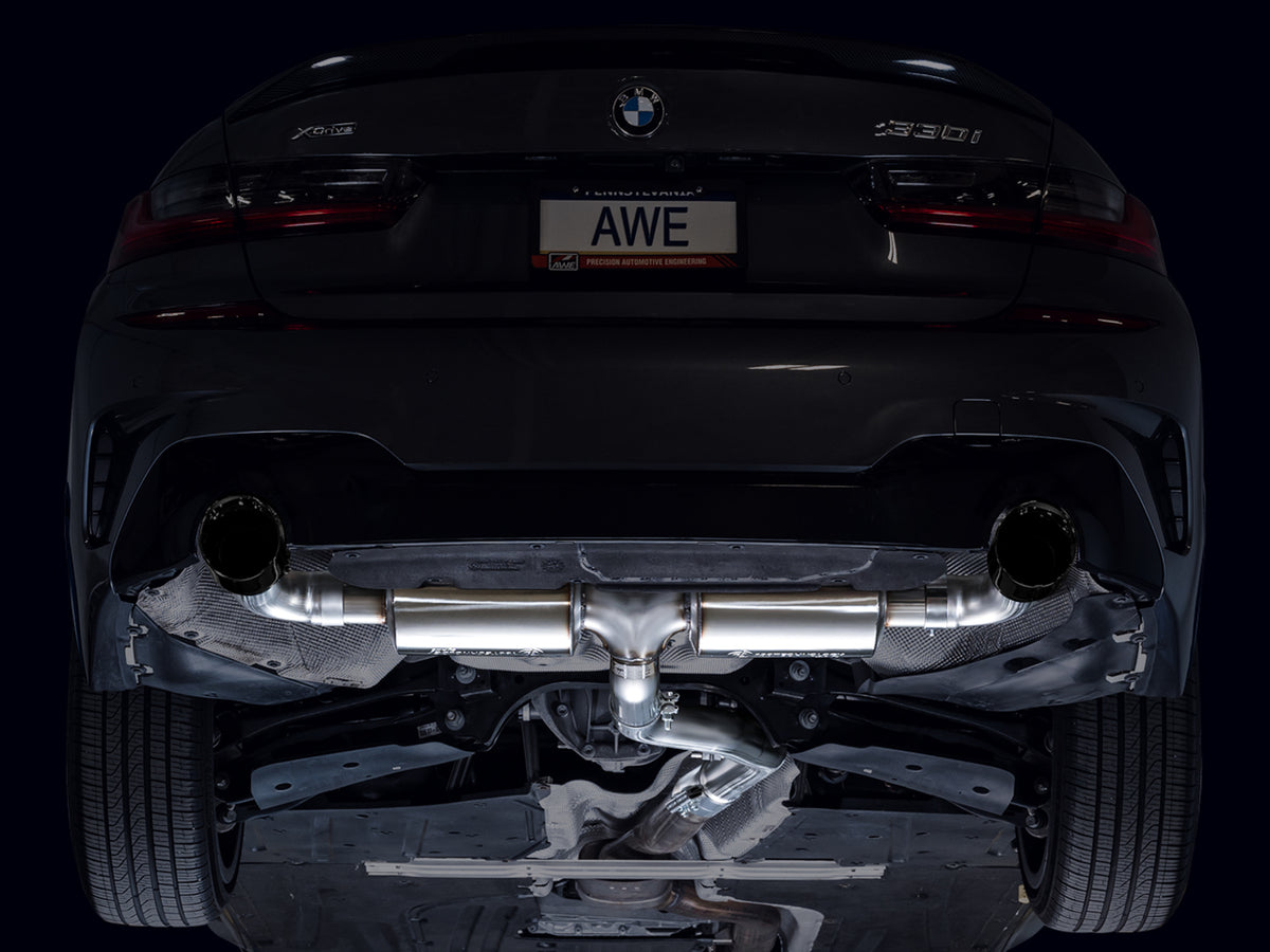AWE 19-23 BMW 330i / 21-23 BMW 430i Base G2X Touring Axle Back Exhaust - Diamond Black - 3015-33429
