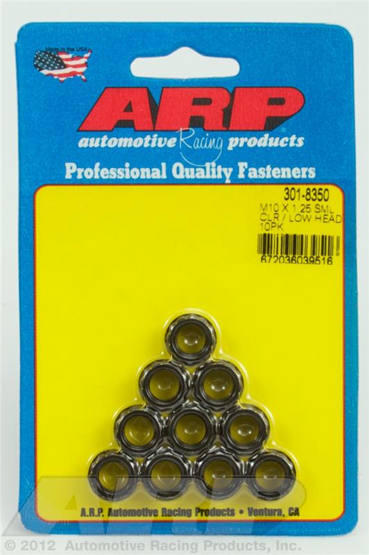 ARP M10x1.25 Sml Clr/Low Head 12PT Nut Kit 8740 Chrome Moly Black - 10 PK - 301-8350