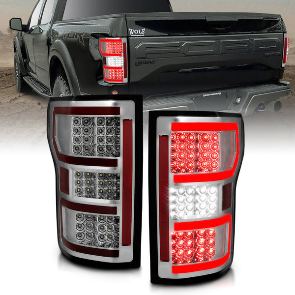 ANZO 18-19 Ford F-150 LED Taillights Chrome - 321340 for 2018-2020 Ford F 150 - front view