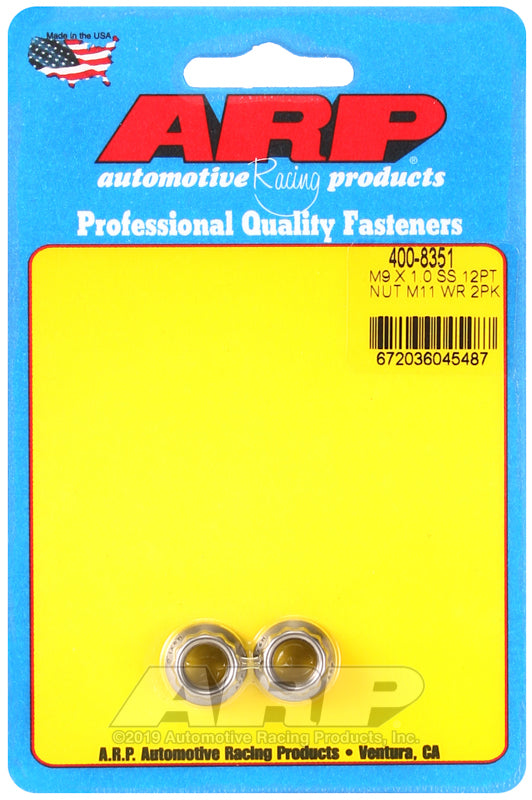 ARP M9 X 1.00 (M11 wr) SS 12pt nut kit - 400-8351