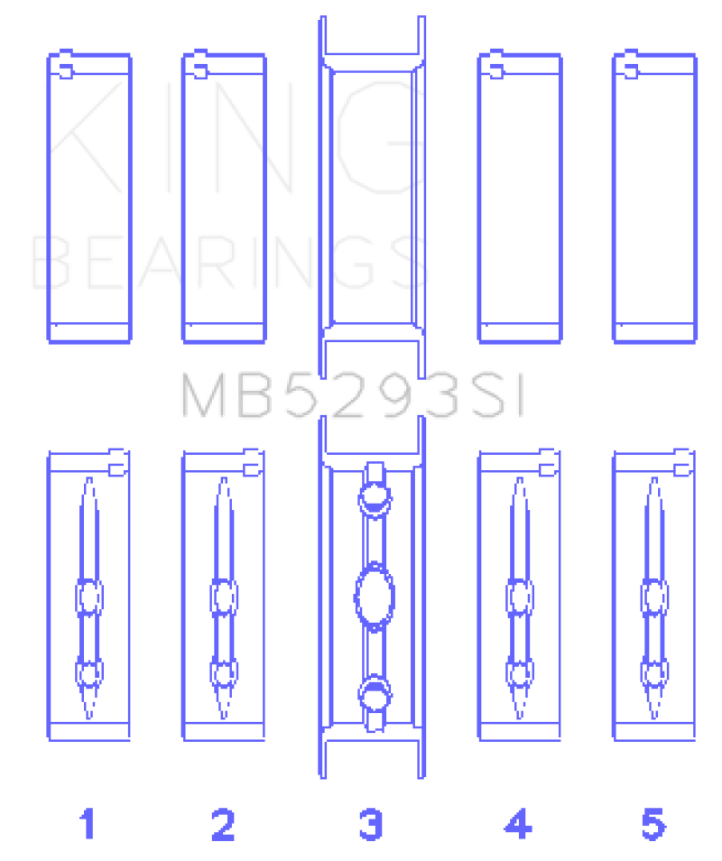 King GM 294/325/345/364CI 4.8/5.3/5.7/6.0L L20/LS1/LS2/LS4/LS6 (Size 040) Main Bearing Set - MB5293SI 040