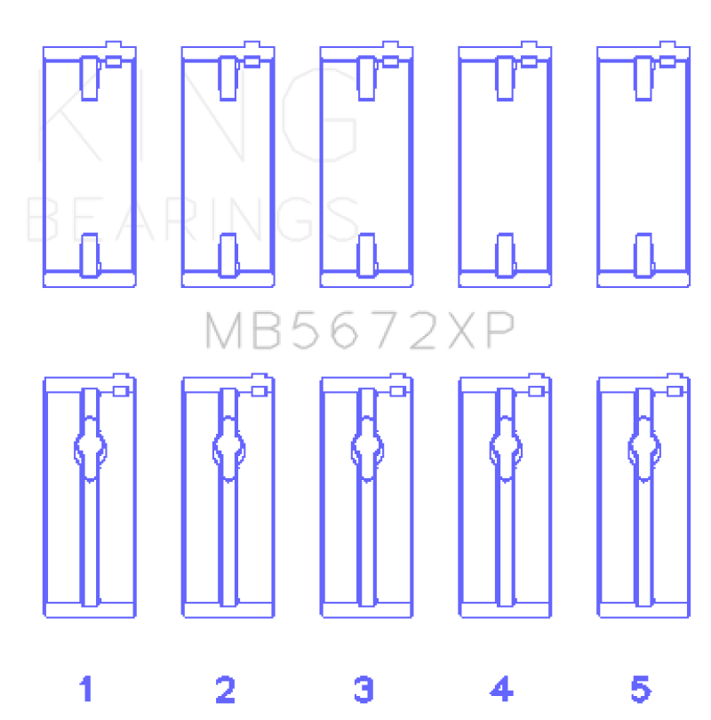 King Ford Escort/Sierra YB 2.0L DOHC Cosworth (Size STD) Performance Main Bearing Set - MB5672XP