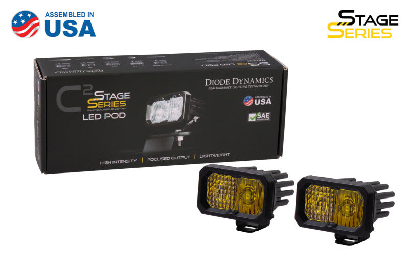 Diode Dynamics Stage Series 2 In LED Pod Sport - Yellow Fog Standard ABL (Pair) - DD6386P by Diode Dynamics - package content