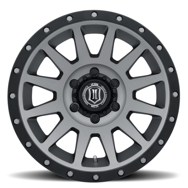 ICON Compression 18x9 6x5.5 0mm Offset 5in BS Titanium Wheel - 2018908350TT