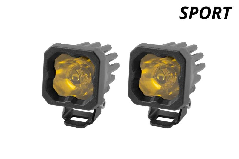 Diode Dynamics Stage Series C1 LED Pod Sport - Yellow Wide Standard ABL (Pair) - DD6443P