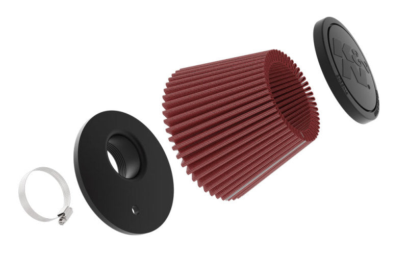 K&amp;N Universal Clamp-on Air Filter 2in Flange ID 5-3/16in Base 3-1/2in Top 3-11/16in Height w/ Vent - RU-9920
