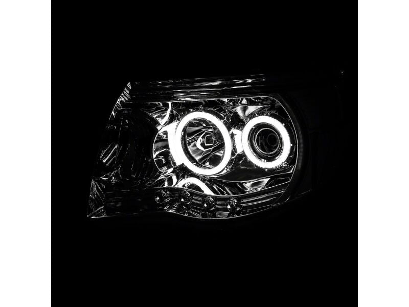 Raxiom 05-09 Toyota Tacoma Super White LED Halo Projector Headlights- Chrome Housing- Clear Lens - TT5933 - close-up view